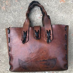 Vintage 70s Boho Leather Purse